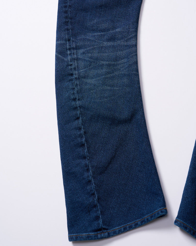 denim jersey 3D banana flare pants