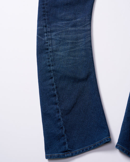 denim jersey 3D banana flare pants