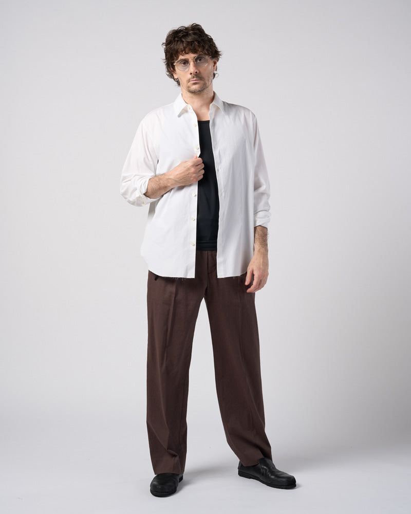 viscose linen semi-wide slacks