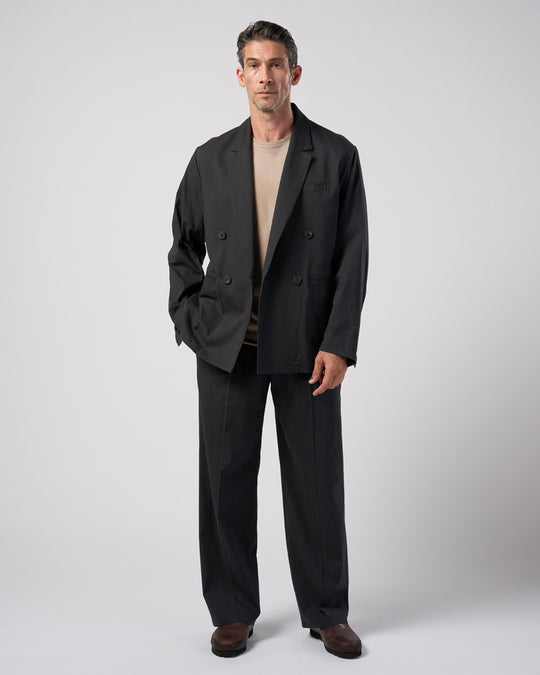 viscose linen double-breasted jacket