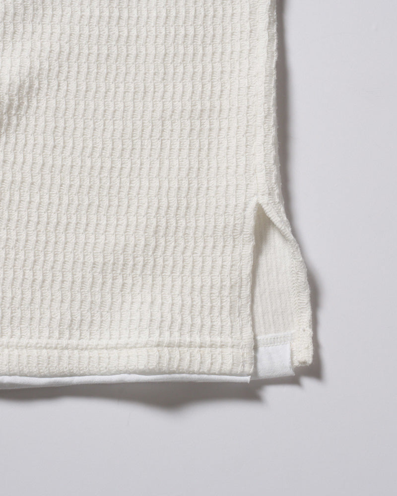 textured knit key-neck H/S