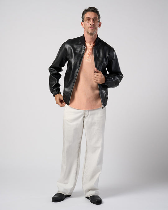 hard dry waffle fly-front henley S/S