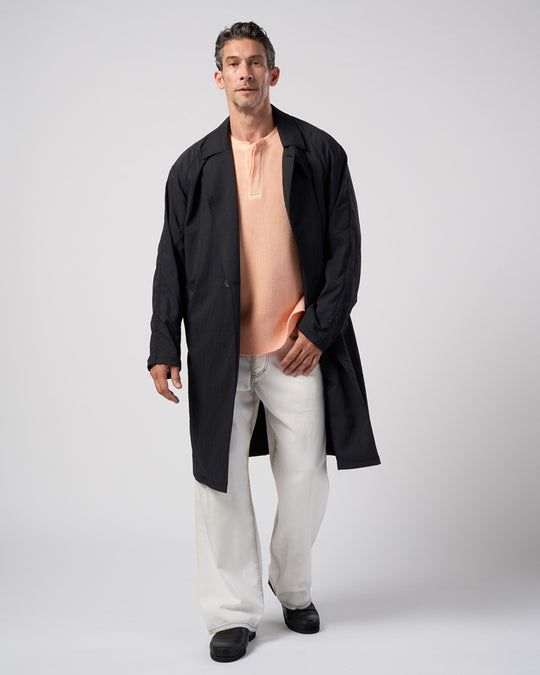 hard dry waffle fly-front henley S/S