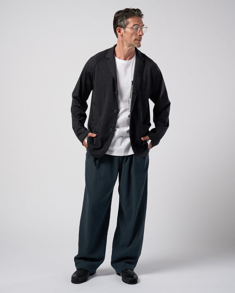 cotton linen herringbone aging wide trousers