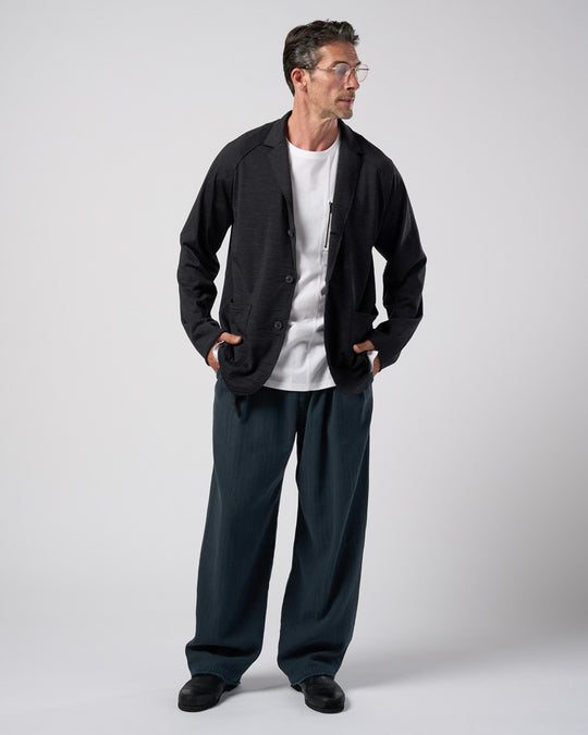 cotton linen herringbone aging wide trousers