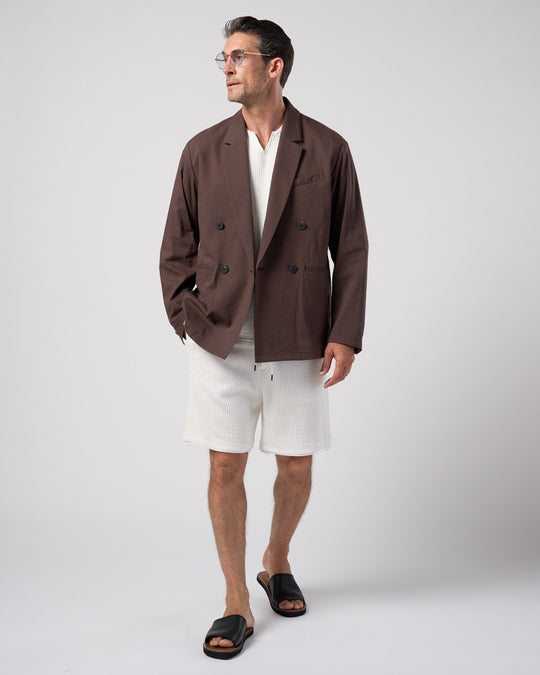 viscose linen double-breasted jacket