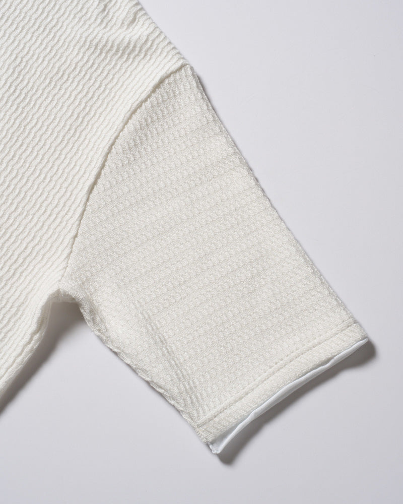textured knit key-neck H/S
