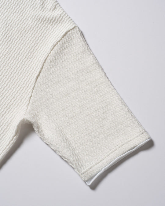 textured knit key-neck H/S