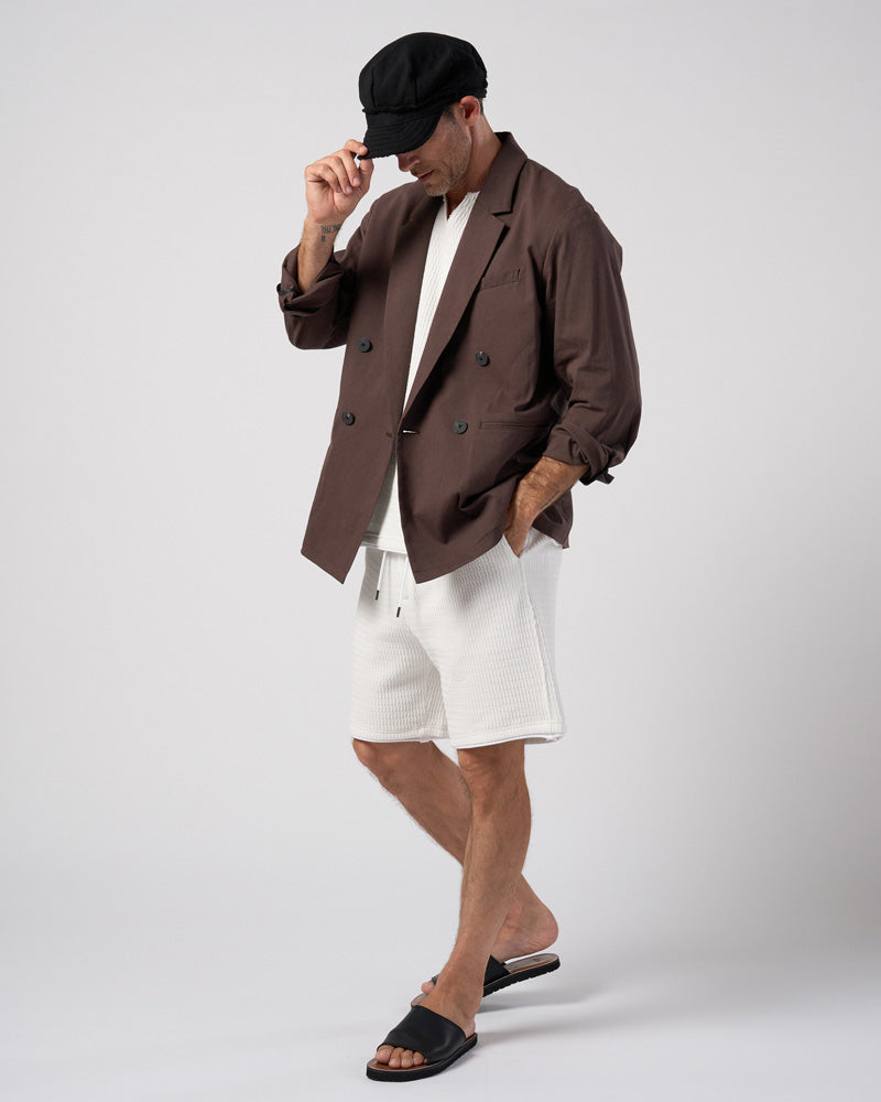 viscose linen double-breasted jacket