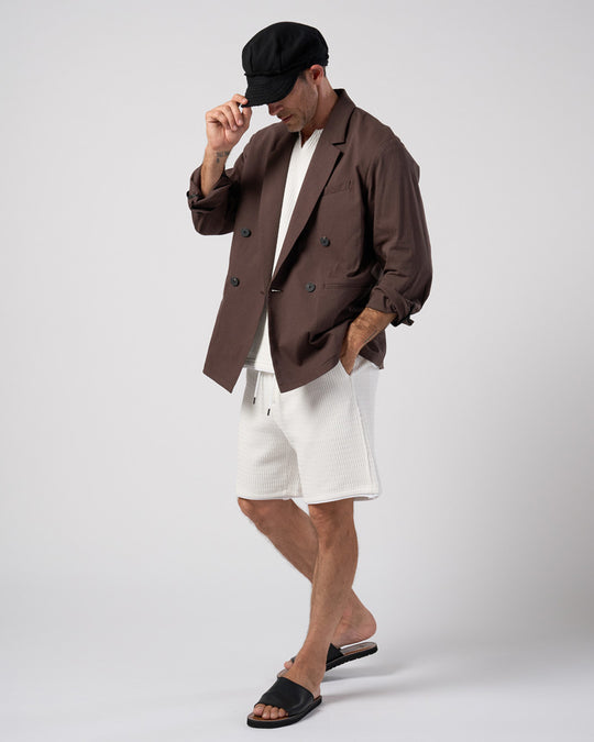 viscose linen double-breasted jacket