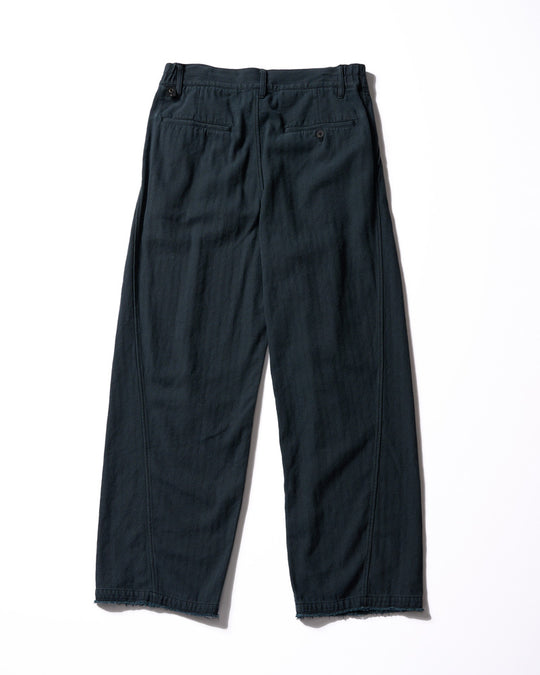 cotton linen herringbone aging wide trousers