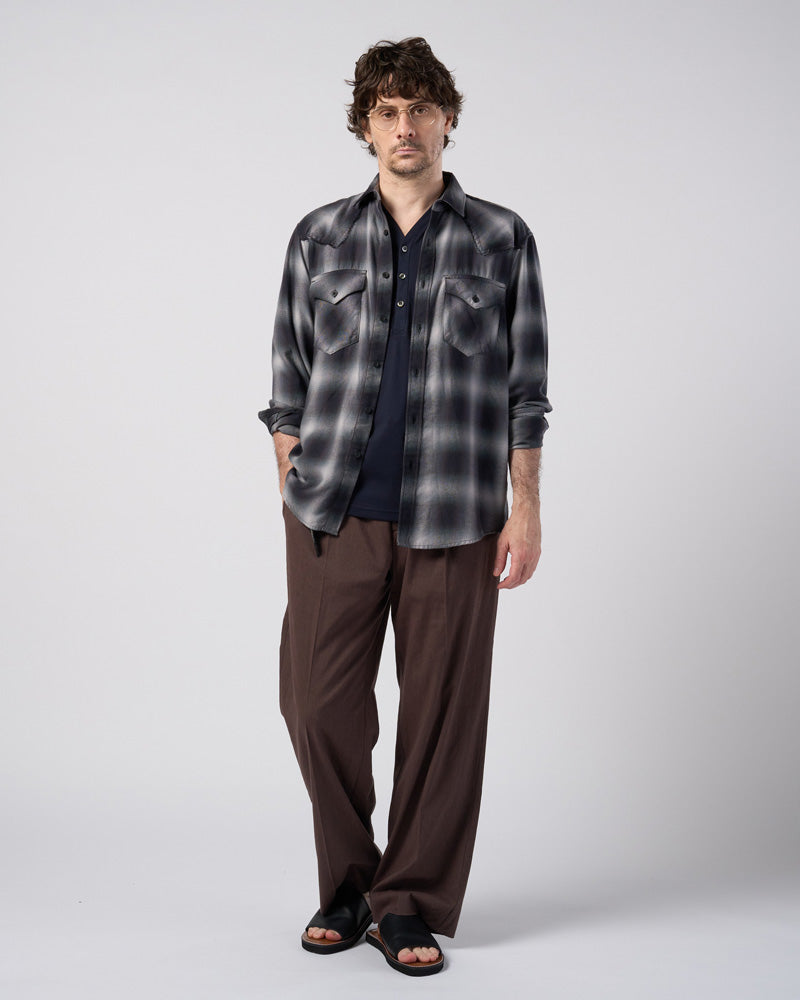 viscose linen semi-wide slacks