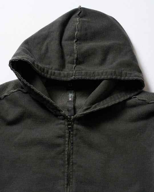 compact urake cut-off line zip hoodie
