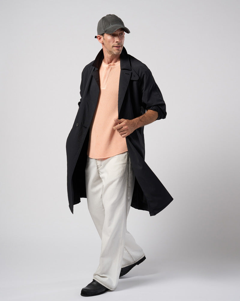 hard dry waffle fly-front henley S/S