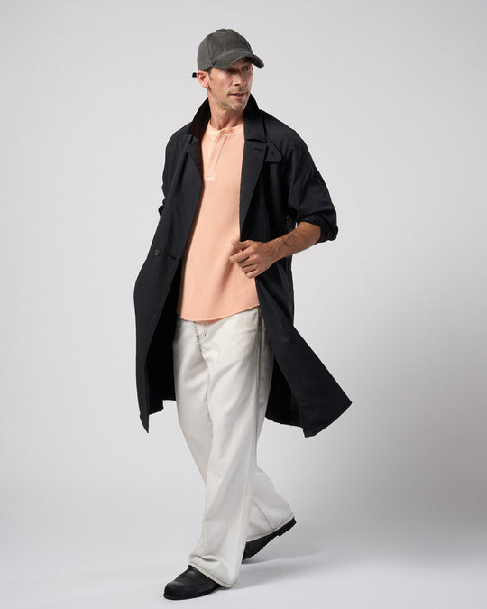 hard dry waffle fly-front henley S/S
