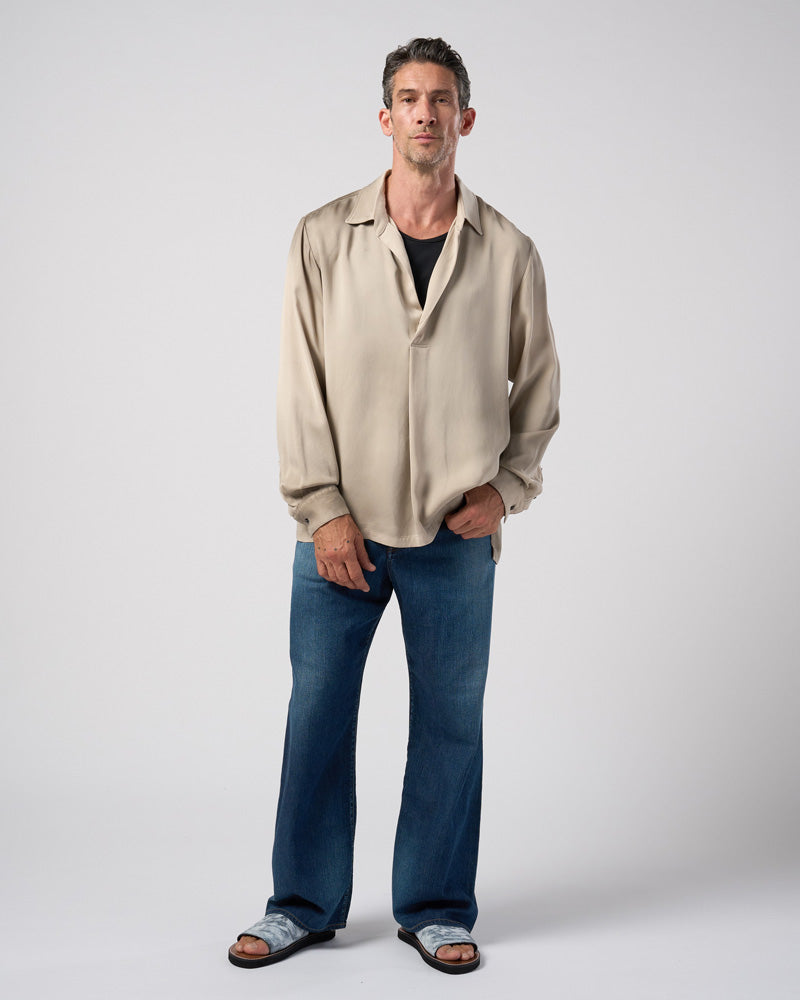 cupro vintage pull-over skipper shirt L/S