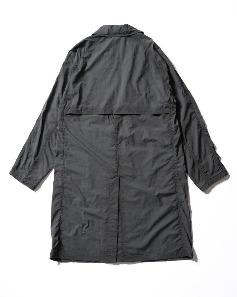 textured nylon double breasted coat