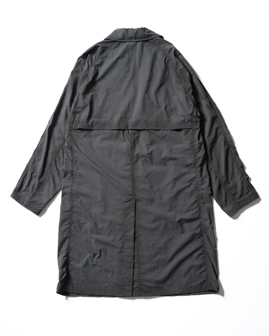textured nylon double breasted coat