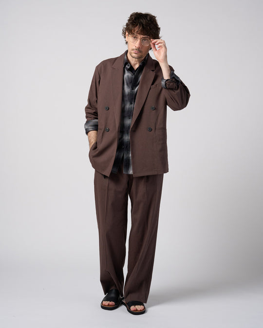 viscose linen semi-wide slacks