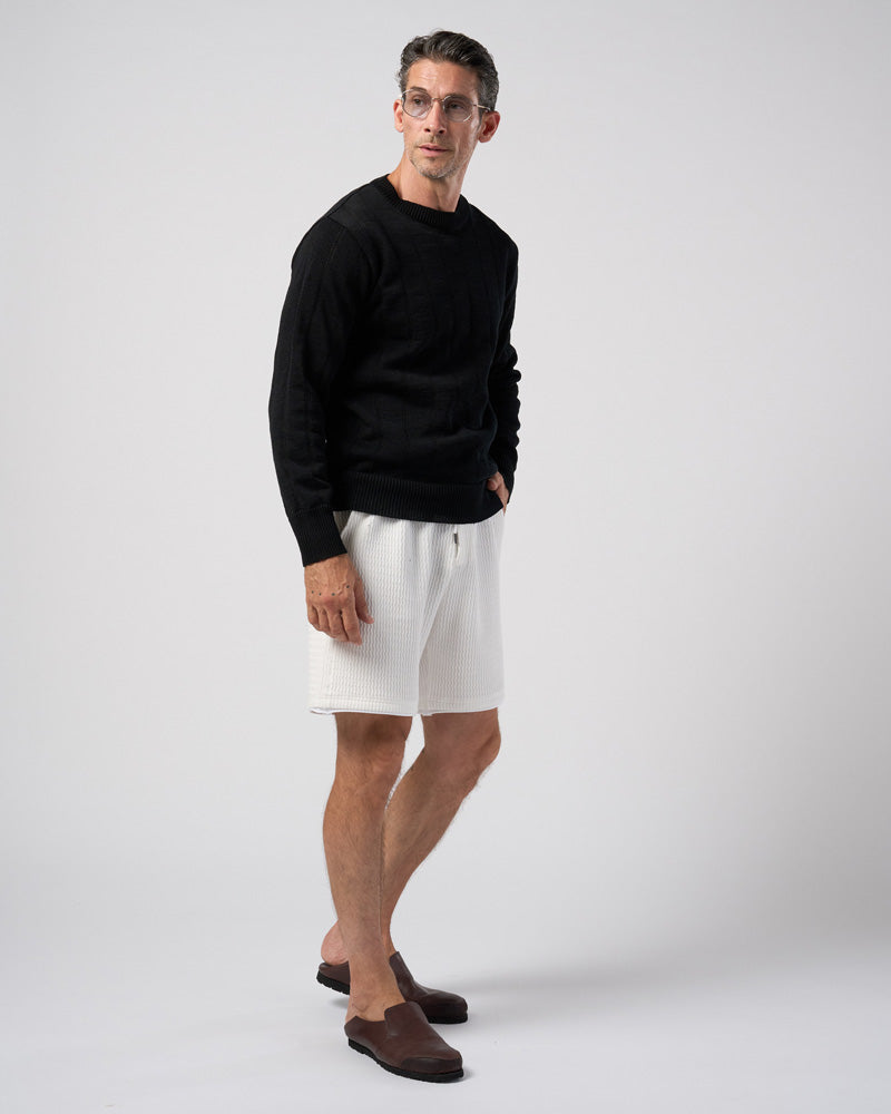textured knit shorts