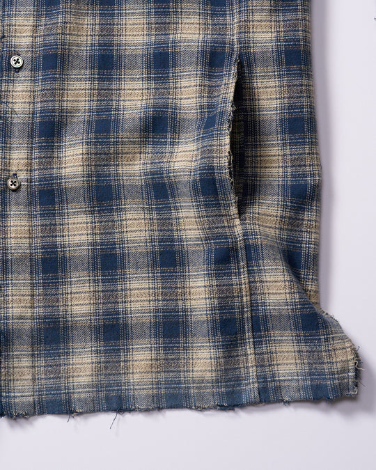 aging loose check shirt