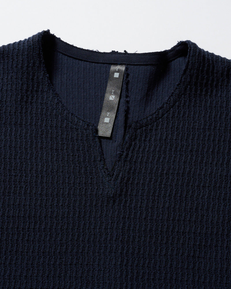textured knit key-neck H/S