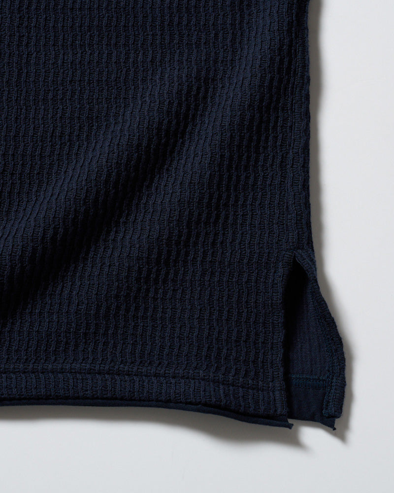 textured knit key-neck H/S