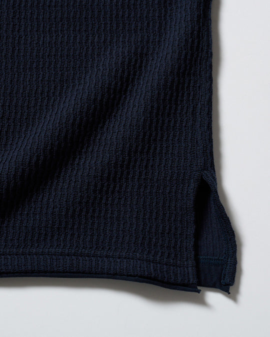 textured knit key-neck H/S