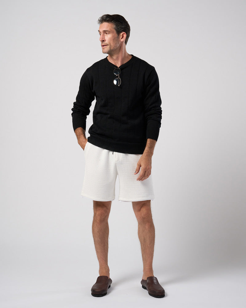 textured knit shorts