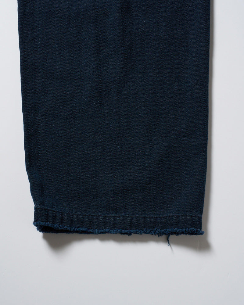 cotton linen herringbone aging wide trousers
