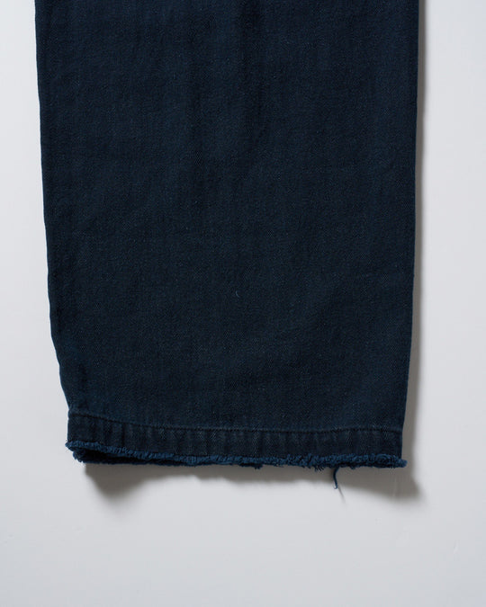 cotton linen herringbone aging wide trousers