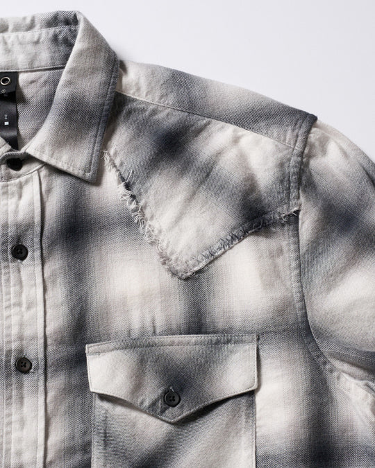 loose check western shirt
