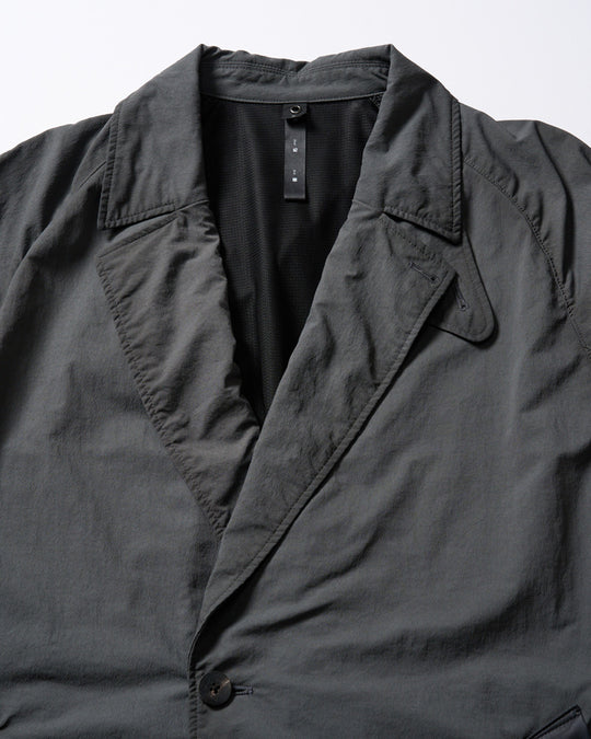 textured nylon double breasted coat