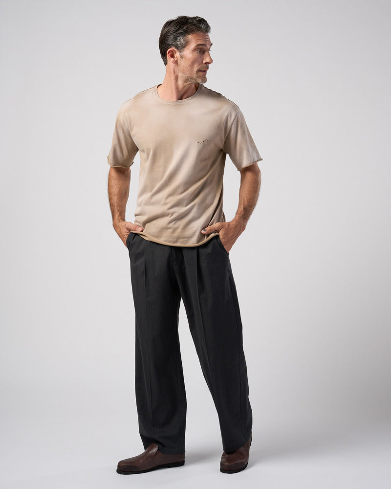 viscose linen semi-wide slacks