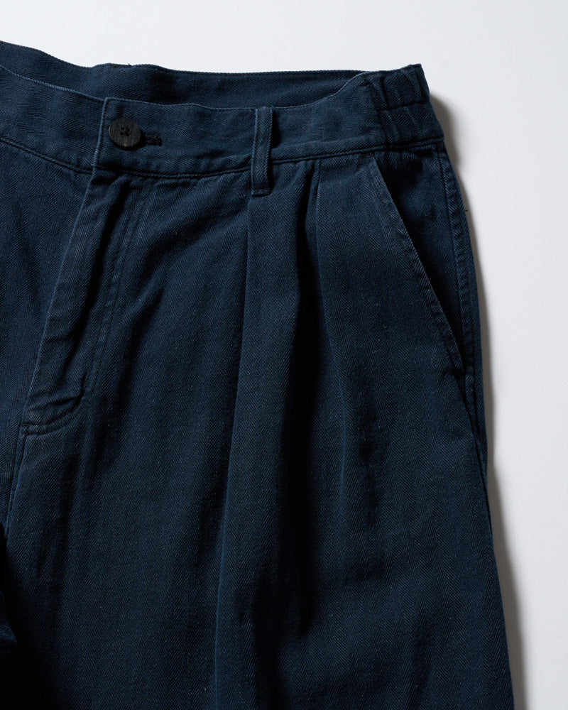 cotton linen herringbone aging wide trousers