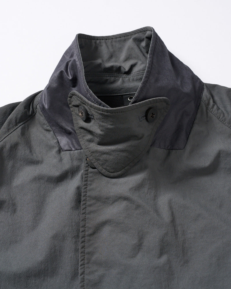 textured nylon double breasted coat