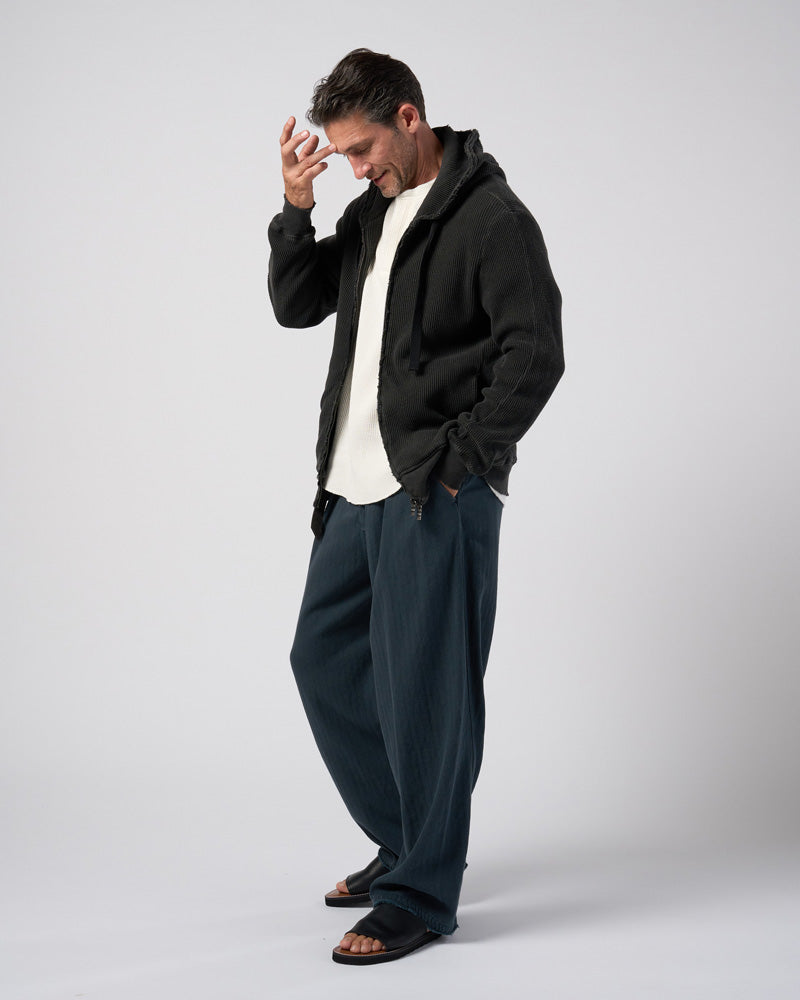 hard dry waffle fly-front henley S/S