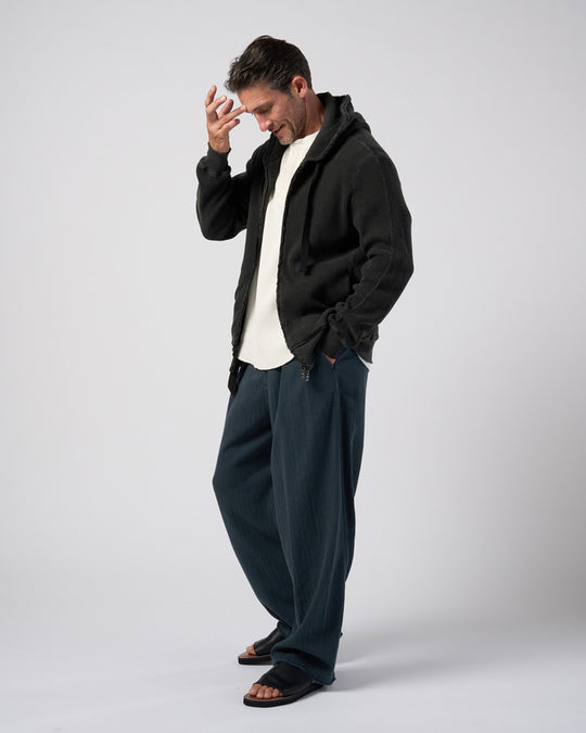 hard dry waffle fly-front henley S/S