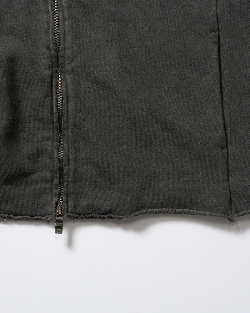 compact urake cut-off line zip hoodie