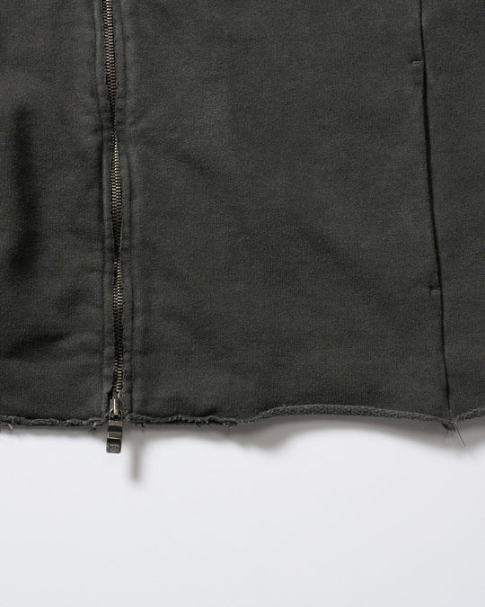 compact urake cut-off line zip hoodie