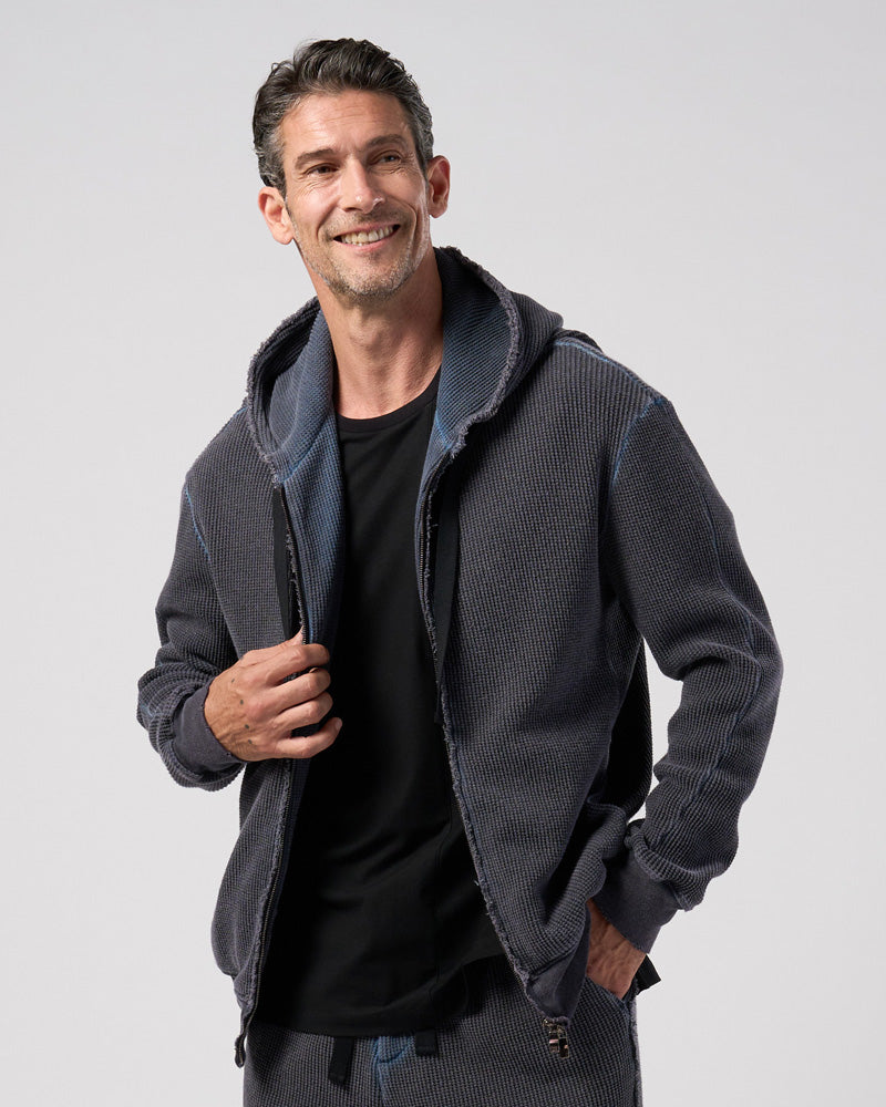 hard dry waffle damage zip hoodie