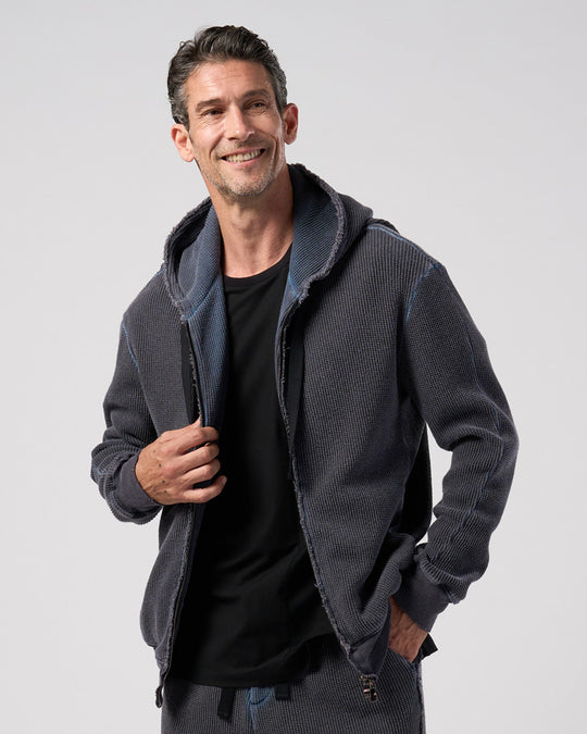 hard dry waffle damage zip hoodie