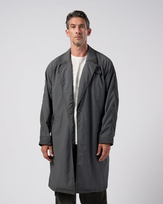 textured nylon double breasted coat