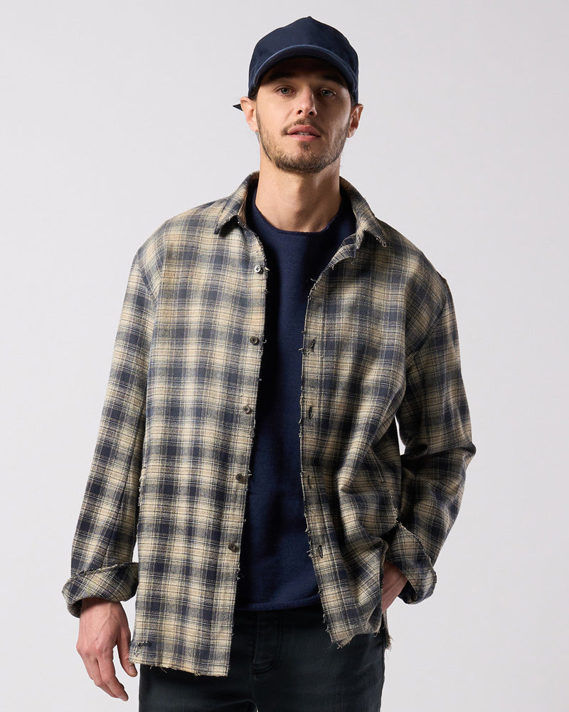 aging loose check shirt