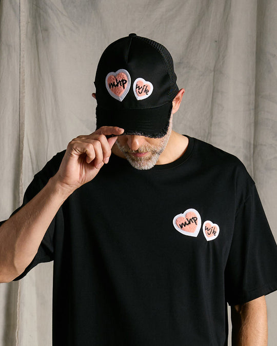 【Maison Honoré Paris × wjk】2-heart patch cut-off mesh cap