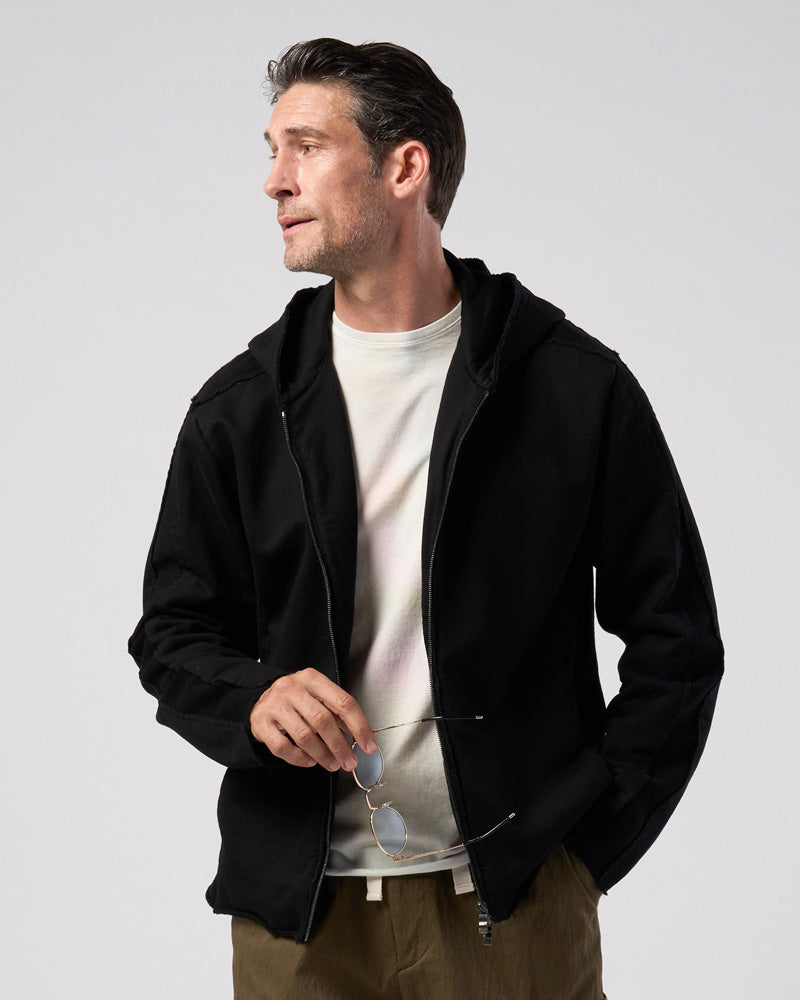 compact urake cut-off line zip hoodie