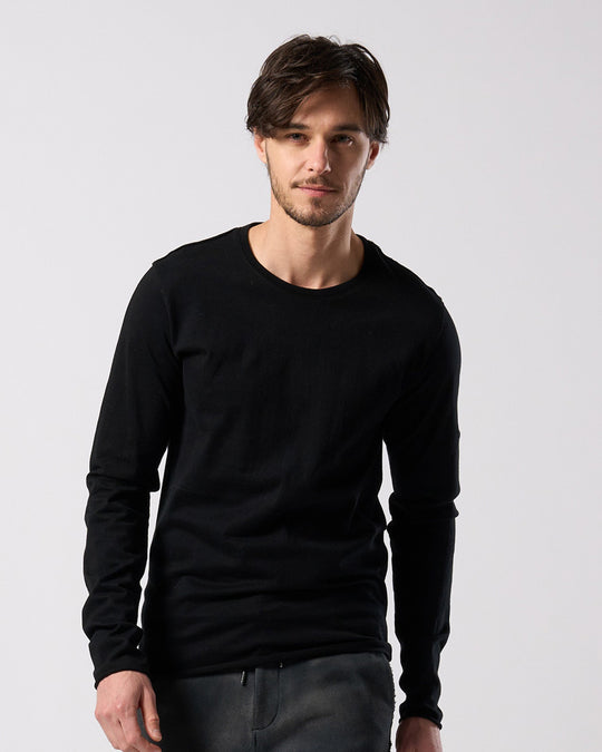 slim cut-off crew-neck L/S