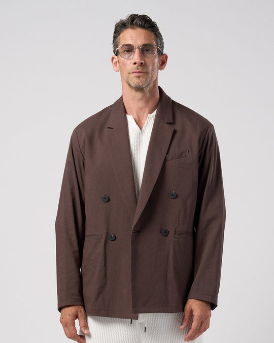 viscose linen double-breasted jacket