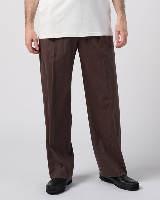 viscose linen semi-wide slacks