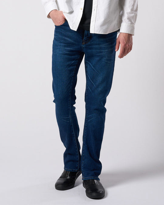 denim jersey 3D banana flare pants
